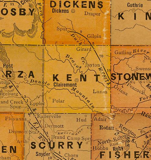 TX Kent  County 1920s map
