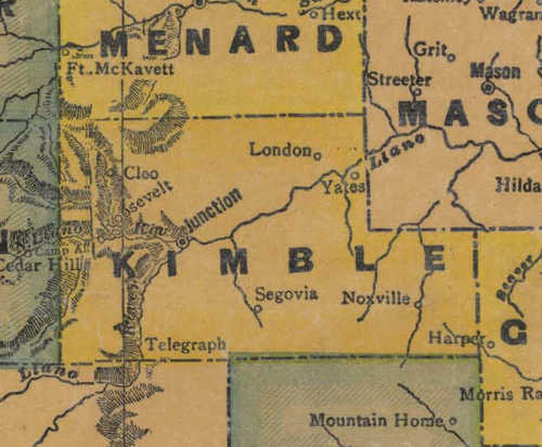 TX Kimble County 1940s Map