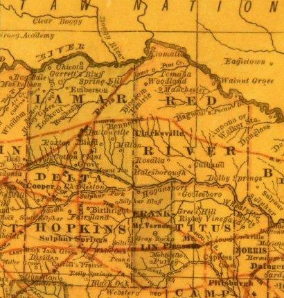 Lamar County TX 1882 postal map