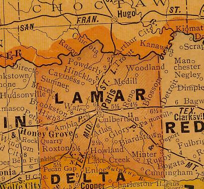 Lamar County, Texas 1920s  map