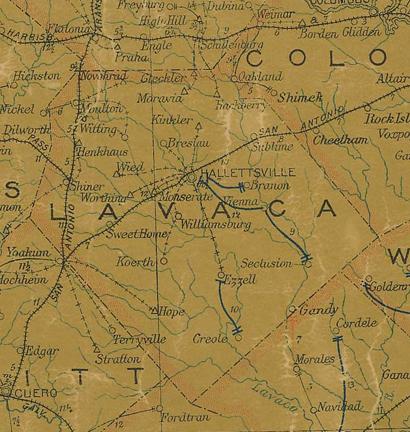 Lavaca County Texas 1907 Postal map