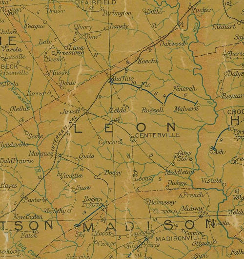Leon County 1907 Postal map