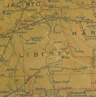 TX  Liberty County  1907 Postal Map