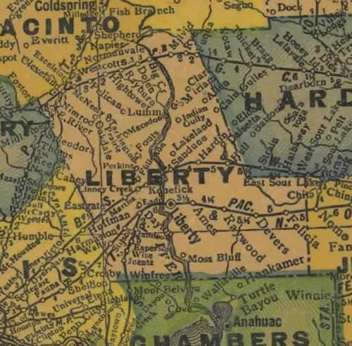 TX   Liberty County 1940s Map