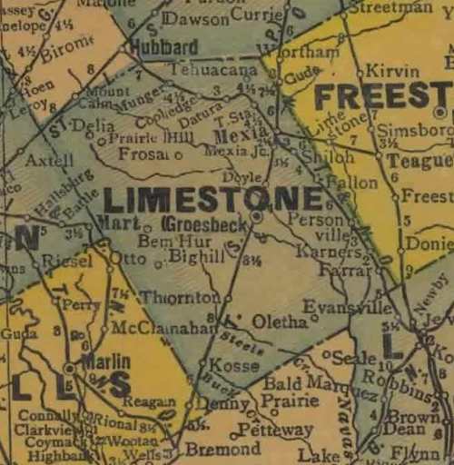 TX Limestone  County 1940s Map