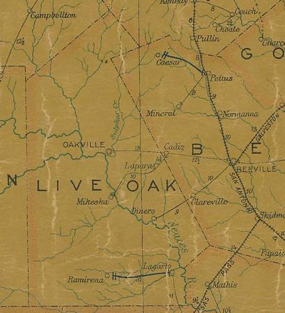 Live Oak County TX 1907 Postal Map