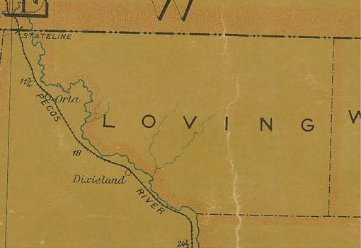 Loving County TX 1907 Postal Map