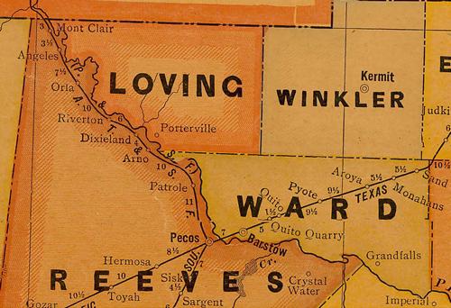 Loving County TX 1920 Map