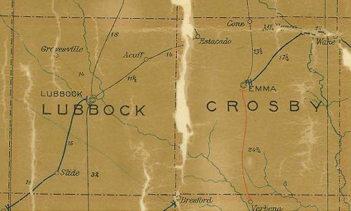 Lubbock & Crosby County Texas 1907 Postal map
