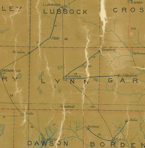 Lynn County TX 1907 Postal Map 