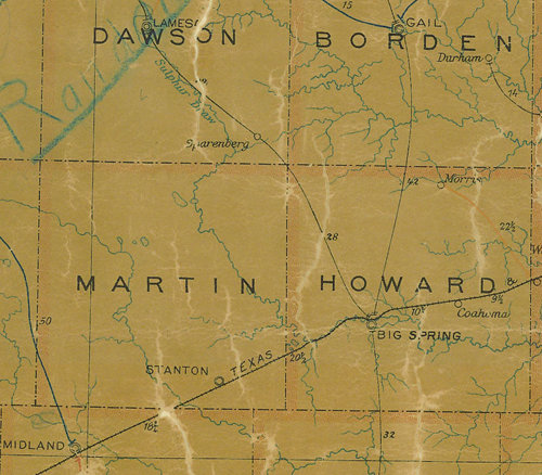 Martin County TX - 1907 Postal Map