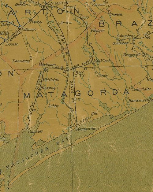 Matagorda County TX 1907 Postal Map