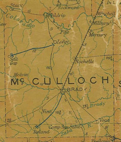 McCulloch County TX 1907 Postal Map