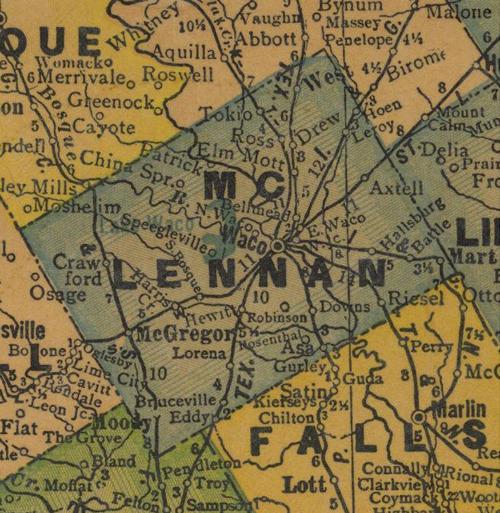 TX McLennan County 1920s Map