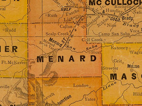 Menard County TX 1920s Map