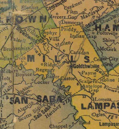 TX Mills  County 1940s Map