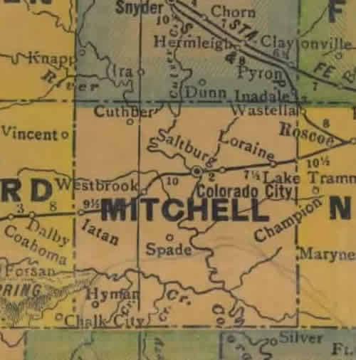 TX Mitchell County 1940s Map