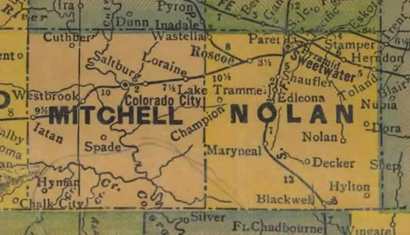 Texas - Mitchell County , Nolan County 1940s map