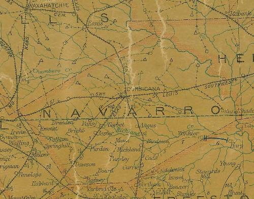 Navarro County TX 1907 Postal Map