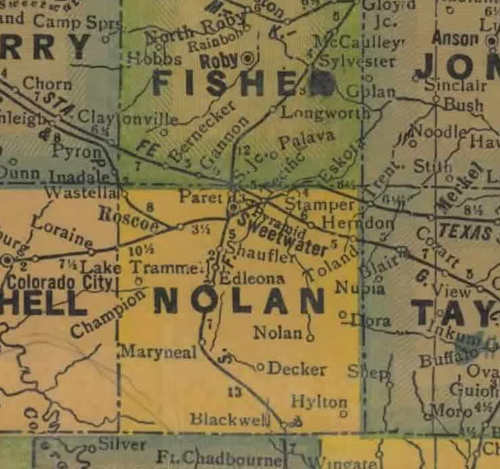 Nolan County Texas 1940s Map