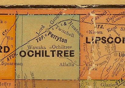 Ochiltree County Texas 1920s map