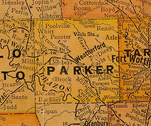 Parker County Texas 1920s map