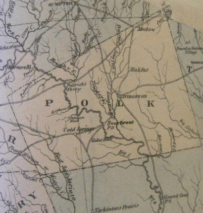 Polk County TX 1858 Map