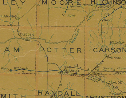 Potter County TX 1907 postal map