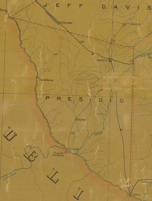 Presidio County TX 1907 Postal Map