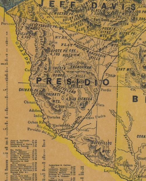 Presidio County TX 1940s Map