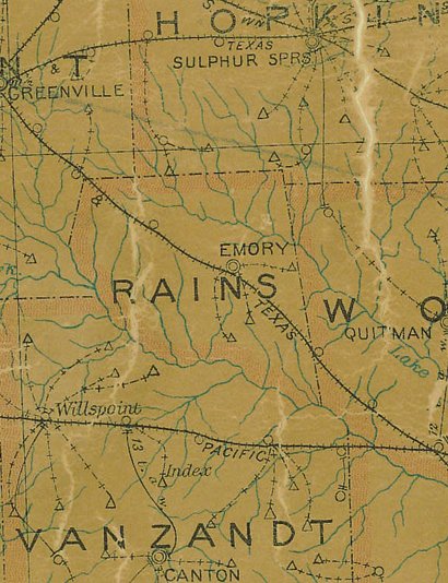 Rains County TX 1907 psotal map