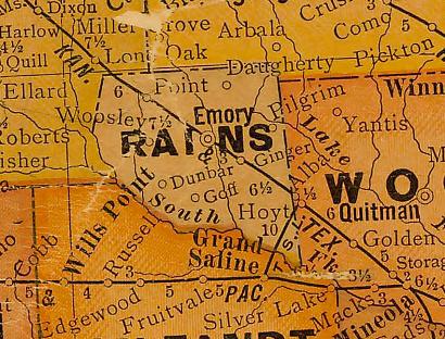 Rains County TX 1920s map