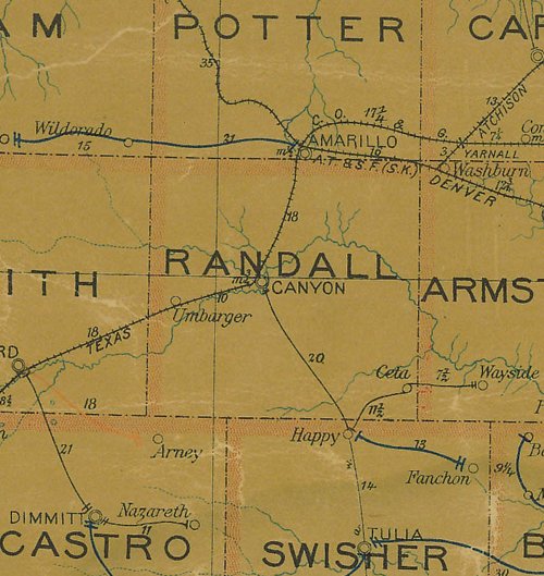 Randall CountyTX 1907 postal map