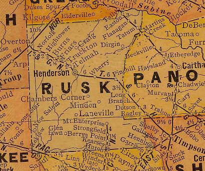 TX Rusk County 1920s Map
