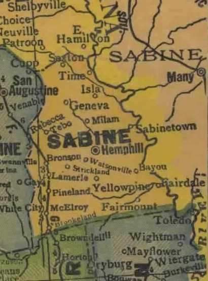 TX Sabine County 1940s Map