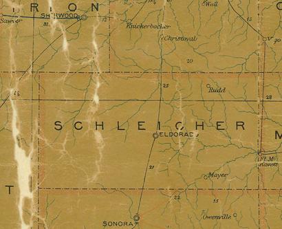 TX Schleicher County 1907 postal map