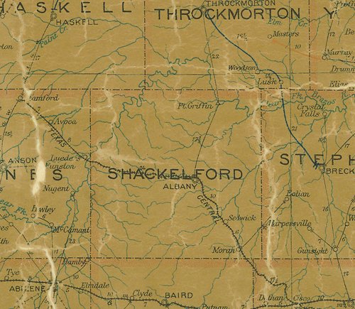 TX Shackelford County 1907 Postal Map