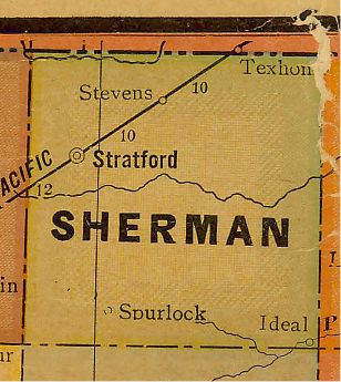 Sherman County Texas 1920s map