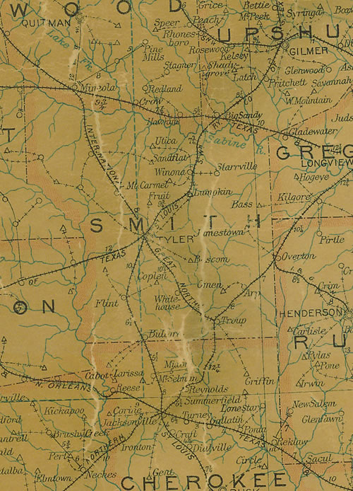 Smith County Texas  1907 postal map