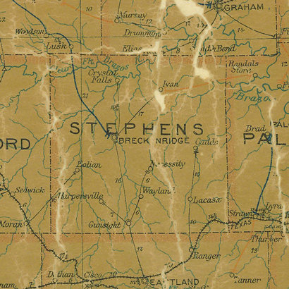 TX - Stephens County 1907 postal map