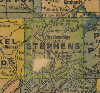 Stephens County Texas 1940s map