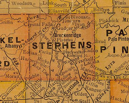 Stephens County Texas 1920s map