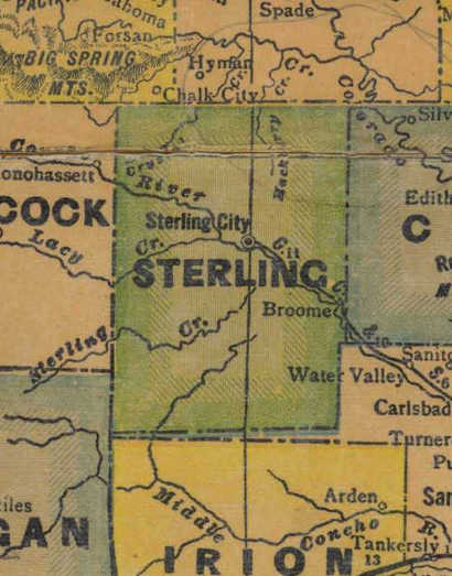 Sterling  County TX 1940s map