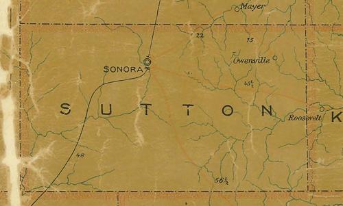 TX Sutton County 1907 Postal Map