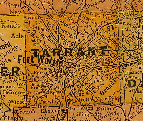 TX  Tarrant County 1920s Map