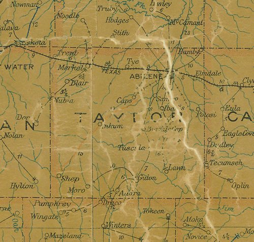 TX - Taylor County Texas 1907 Postal Map