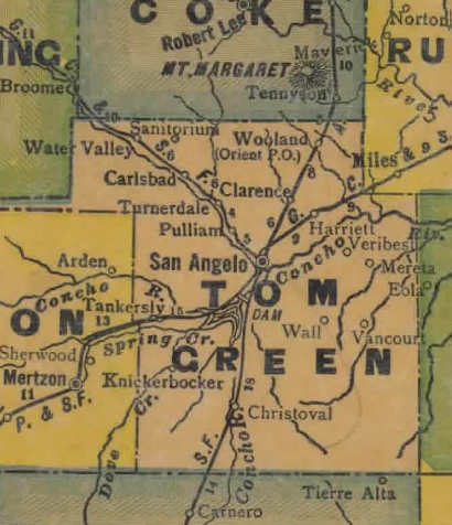 TX Tom Green County 1940s Map