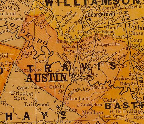 Travis County TX 1920s Map