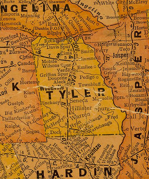 Tyler County TX 1920s map