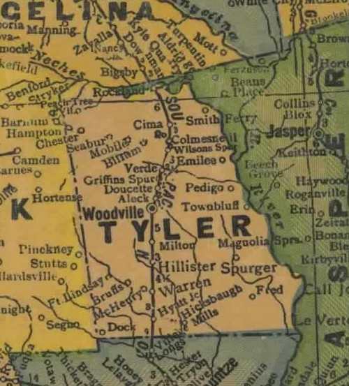 Tyler  Newton County TX 1940s Map